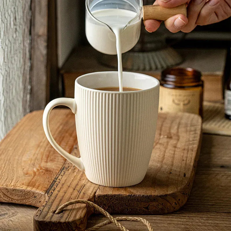 Caneca japonesa listras verticais, Estilo Vintage, Copos de café simples de alta beleza, Copo do café da manhã do agregado familiar